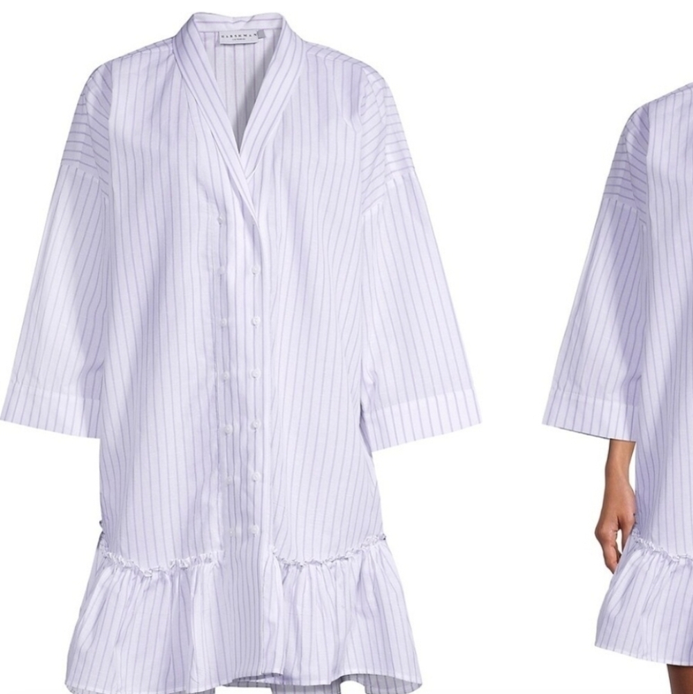 NWT! Harshman, Nebbi Caftan, White And Lavender, Size XS, NEW! -$239 - Picture 2 of 7